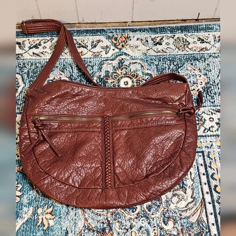 Vintage Hobo Leather Burgundy Bag Purse